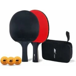 LITZEE Raquettes De Ping-Pong Set, 1 Paire De Raquettes De Tennis De Table Avec Sac De Rangement Pour Joueurs Débutants Et Avancés Activité Famille