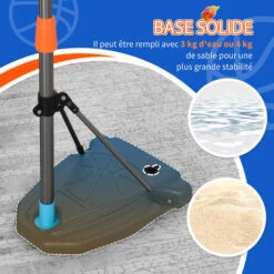 HOMCOM Panier De Basket-ball Sur Pied Avec Poteau Base Lestage Panneau + Ballon + Pompe Hauteur Réglable 1,26 – 1,58 M -Pas Cher Clair Jardin Magasin 27561208 5