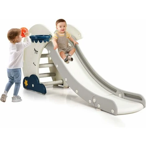 COSTWAY Toboggan Pour Enfants 3 En 1 Avec Panier De Basket-ball Et Escalade Fonction Pliable Aire De Jeux Pour Maternelle,Jardin 1 COSTWAY Toboggan Pour Enfants 3 En 1 Avec Panier De Basket-ball Et Escalade Fonction Pliable Aire De Jeux Pour Maternelle,Jardin