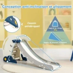 COSTWAY Toboggan Pour Enfants 3 En 1 Avec Panier De Basket-ball Et Escalade Fonction Pliable Aire De Jeux Pour Maternelle,Jardin 9 COSTWAY Toboggan Pour Enfants 3 En 1 Avec Panier De Basket-ball Et Escalade Fonction Pliable Aire De Jeux Pour Maternelle,Jardin -Pas Cher Clair Jardin Magasin 27973397 5