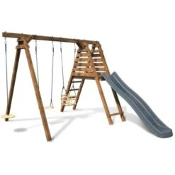 Balançoire Objectif Nature 3 Agrès Et Toboggan Fleur