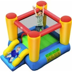 COSTWAY Château Gonflable Avec Souffleur 300W Toboggan Pour 2 Enfants Kit De Réparation, Piquets, Sac De Transport En Tissu Oxford 8 COSTWAY Château Gonflable Avec Souffleur 300W Toboggan Pour 2 Enfants Kit De Réparation, Piquets, Sac De Transport En Tissu Oxford -Pas Cher Clair Jardin Magasin 29642255 4