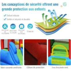 COSTWAY Château Gonflable 7 En 1 Avec Souffleur 450W Toboggan Aquatique Aire De Saut Mur D'Escalade Kit De Réparation Tissu Oxford -Pas Cher Clair Jardin Magasin 29642258 4