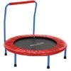 Trampoline Enfant Pliable Intérieur/Extérieur Ø 92cm Trampoline De Fitness Mini Avec Poignée De Sécurité Charge Max 70 Kg Rouge