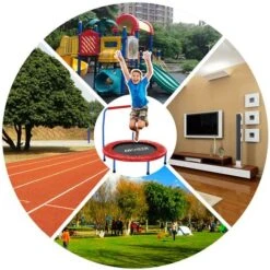 Trampoline Enfant Pliable Intérieur/Extérieur Ø 92cm Trampoline De Fitness Mini Avec Poignée De Sécurité Charge Max 70 Kg Rouge -Pas Cher Clair Jardin Magasin 30137476 4