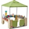 Step2 All Around Speelpatio Maison Enfant Patio En Plastique Pour Enfants Avec Cuisine Et Accessoires Comprend Table De Jeu Sable Et Eau