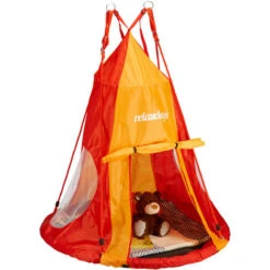 Relaxdays Tente Pour Balançoire En Nid 110 Cm Accessoire Jardin Siège Rond Revêtement, Rouge-orange -Pas Cher Clair Jardin Magasin 31796708 3