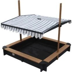 AXI Lily Bac à Sable Enfant En Anthracite / Marron Bac à Sable Pour Enfants En Bois FSC Avec Couvercle / Toit Ouvrant Pivotant Réglable En Hauteur 118 X 118 Cm -Pas Cher Clair Jardin Magasin 32528699 3