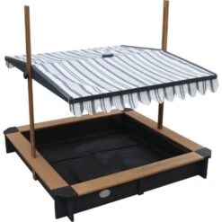 AXI Lily Bac à Sable Enfant En Anthracite / Marron Bac à Sable Pour Enfants En Bois FSC Avec Couvercle / Toit Ouvrant Pivotant Réglable En Hauteur 118 X 118 Cm -Pas Cher Clair Jardin Magasin 32528699 4