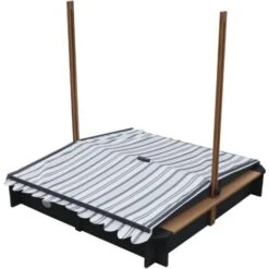 AXI Lily Bac à Sable Enfant En Anthracite / Marron Bac à Sable Pour Enfants En Bois FSC Avec Couvercle / Toit Ouvrant Pivotant Réglable En Hauteur 118 X 118 Cm -Pas Cher Clair Jardin Magasin 32528699 5