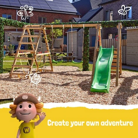 Wickey Portique Balançoire Aire De Jeux Smart Shake Avec Toboggan - Extension D'escalade - Bleu 3 Wickey Portique Balançoire Aire De Jeux Smart Shake Avec Toboggan - Extension D'escalade - Bleu – Image 3