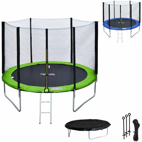 Pack Premium Trampoline 305cm Réversible Vert / Bleu ADELAÏDE + Filet, échelle, Bâche Et Kit D'ancrage 1 Pack Premium Trampoline 305cm Réversible Vert / Bleu ADELAÏDE + Filet, échelle, Bâche Et Kit D'ancrage