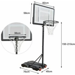 Support De Basket Sur Pied à Deux Roues, Hauteur Réglable, Taille 8258245cm (noir) -Pas Cher Clair Jardin Magasin 33024139 3