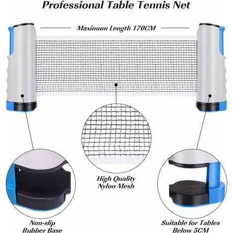 Filet De Ping Pong, Filet De Tennis De Table Rétractable Ping Pang Net Table Tennis Net Réglable Portable Pour Intérieur Et Extérieur, Gris 2 Filet De Ping Pong, Filet De Tennis De Table Rétractable Ping Pang Net Table Tennis Net Réglable Portable Pour Intérieur Et Extérieur, Gris – Image 2