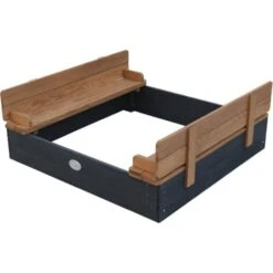 AXI Ella Bac à Sable Enfant Anthracite & Marron Bac à Sable Pour Enfants En Bois FSC Avec Couvercle & Banc 100 X 95 Cm -Pas Cher Clair Jardin Magasin 33540518 2