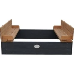 AXI Ella Bac à Sable Enfant Anthracite & Marron Bac à Sable Pour Enfants En Bois FSC Avec Couvercle & Banc 100 X 95 Cm -Pas Cher Clair Jardin Magasin 33540518 3