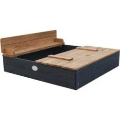 AXI Ella Bac à Sable Enfant Anthracite & Marron Bac à Sable Pour Enfants En Bois FSC Avec Couvercle & Banc 100 X 95 Cm -Pas Cher Clair Jardin Magasin 33540518 4