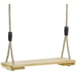 Balançoire En Pin Traité Avec Cordes En Chanvre Synthétique De La Marque KBT - Durable Et Résistante Aux Intempéries Pour Des Heures De Jeu En Plein Air