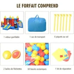 COSTWAY Château Gonflable Pour Enfants Avec Souffleur 450W Toboggan 60 Boules Colorées,Jeux De Fléchettes But De Football Sac 7 COSTWAY Château Gonflable Pour Enfants Avec Souffleur 450W Toboggan 60 Boules Colorées,Jeux De Fléchettes But De Football Sac -Pas Cher Clair Jardin Magasin 34634903 4