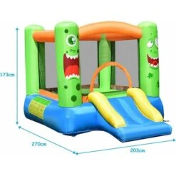 COSTWAY Château Gonflable/Aire De Jeux Pour Enfants Avec Cercle Panier De Basket-ball Toboggan Et Kit De Réparation Souffleur Non-inclus -Pas Cher Clair Jardin Magasin 34634924 5