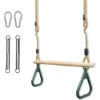 Trapèze En Bois, Balanoire Avec Anneaux De Gymnastique, Vert, 200 Cm, Mousqueton Et Ceinture, Matériau: Plastique (PP, PE), Bois