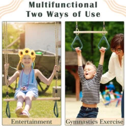 Trapèze En Bois, Balanoire Avec Anneaux De Gymnastique, Vert, 200 Cm, Mousqueton Et Ceinture, Matériau: Plastique (PP, PE), Bois 8 Trapèze En Bois, Balanoire Avec Anneaux De Gymnastique, Vert, 200 Cm, Mousqueton Et Ceinture, Matériau: Plastique (PP, PE), Bois -Pas Cher Clair Jardin Magasin 35678321 4