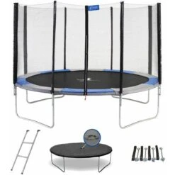 Kangui - Trampoline Rond Ă360cm Avec Filet, Ă©chelle, BĂąche Et Kit D'ancrage - RALLI 360