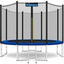 KIDUKU® Trampoline Ø 305 Cm Kit Complet Avec Filet De Sécurité, échelle, Housse De Bord, Ancrage Au Sol Et Accessoires Trampoline De Jardin Pour Enfants Charge Maximale 150 Kg