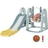 HOMCOM Portique Enfant Toboggan Et Balançoire Avec Panier De Basket-ball Aire De Jeux 3 En 1 Usage Intérieur Et Extérieur Dim. 200 X 150 X 100 Cm
