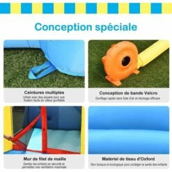 COSTWAY Château Gonflable 6-en-1 Pour Enfants Inclus Souffleur 580-610W Toboggan Cercle De Basket-Ball Aire D'Escalade Charge 135KG 7 COSTWAY Château Gonflable 6-en-1 Pour Enfants Inclus Souffleur 580-610W Toboggan Cercle De Basket-Ball Aire D'Escalade Charge 135KG -Pas Cher Clair Jardin Magasin 37144895 3