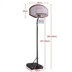 Yaheetech Panier De Basket Adulte Hauteur Réglable 304-353 Cm Panier De Basketball Mural Sur Pied Avec Poteau Panneau Rouge -Pas Cher Clair Jardin Magasin 38271695 2