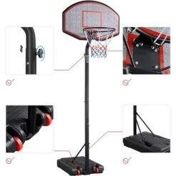 Yaheetech Panier De Basket Adulte Hauteur Réglable 304-353 Cm Panier De Basketball Mural Sur Pied Avec Poteau Panneau Rouge -Pas Cher Clair Jardin Magasin 38271695 3