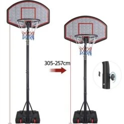 Yaheetech Panier De Basket Adulte Hauteur Réglable 304-353 Cm Panier De Basketball Mural Sur Pied Avec Poteau Panneau Rouge -Pas Cher Clair Jardin Magasin 38271695 4