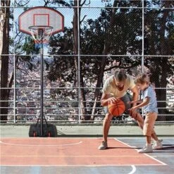 Yaheetech Panier De Basket Adulte Hauteur Réglable 304-353 Cm Panier De Basketball Mural Sur Pied Avec Poteau Panneau Rouge -Pas Cher Clair Jardin Magasin 38271695 5