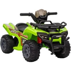 HOMCOM Buggy électrique Enfant Quad électrique Pour Enfant De 18 à 36 Mois Effet Lumineux 6 V 2 Km/h Max. Métal PP Vert