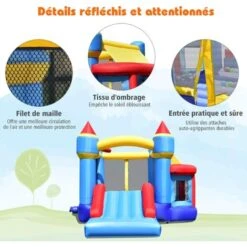 COSTWAY Château Gonflable Multifonctions Avec Toboggan Fosse à Balle Kit De Réparation Sac Intérieur/Extérieur Souffleur Non- Inclus -Pas Cher Clair Jardin Magasin 39948524 2