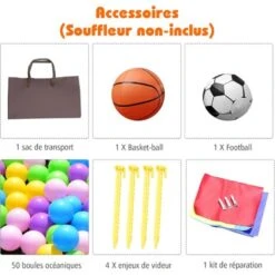 COSTWAY Château Gonflable Multifonctions Avec Toboggan Fosse à Balle Kit De Réparation Sac Intérieur/Extérieur Souffleur Non- Inclus -Pas Cher Clair Jardin Magasin 39948524 5