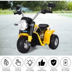 GOPLUS Moto Electrique Pour Enfants 6V 4,5Ah, Moto A Batteries 3 Roues, Vehicule Electrique Pour Enfant 36-95 Mois, Vitesse 3-4km/h -Pas Cher Clair Jardin Magasin 40242968 2