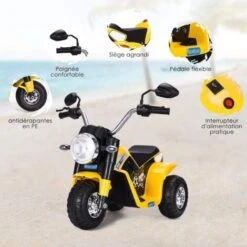 GOPLUS Moto Electrique Pour Enfants 6V 4,5Ah, Moto A Batteries 3 Roues, Vehicule Electrique Pour Enfant 36-95 Mois, Vitesse 3-4km/h -Pas Cher Clair Jardin Magasin 40242968 3