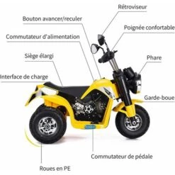 COSTWAY Moto Electrique Pour Enfants 6 V Moto Véhicule Electrique Pour Enfant à Partir De 3 à 8 Ans Capacité De Charge 20KG Vitesse : 3-4km/h Jaune -Pas Cher Clair Jardin Magasin 40257895 3
