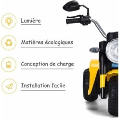 COSTWAY Moto Electrique Pour Enfants 6 V Moto Véhicule Electrique Pour Enfant à Partir De 3 à 8 Ans Capacité De Charge 20KG Vitesse : 3-4km/h Jaune -Pas Cher Clair Jardin Magasin 40257895 4