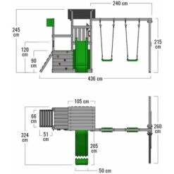 FATMOOSE Aire De Jeux Portique Bois FruityForest Avec Balançoire Et Toboggan Vert Pomme Maison Enfant Exterieur Avec Bac à Sable, échelle D'escalade & Accessoires De Jeux -Pas Cher Clair Jardin Magasin 4153080 4
