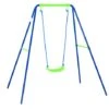 Balançoire D'Extérieur Jardin Pour Enfant De Plus De 3 Ans Outdoor Toys 142x142x180 Cm Cadre En Métal Siège 45 Kg
