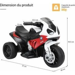 COSTWAY BMW Moto Electrique Pour Enfants 6 V 4Ah 1 Place, Moto à 3 Roues 3 Km/h Avec Phare Lumineux, Musiques, Pour Enfant 18-36 Mois Rouge -Pas Cher Clair Jardin Magasin 43227221 4