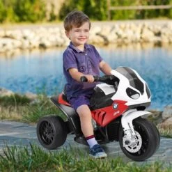 COSTWAY BMW Moto Electrique Pour Enfants 6 V 4Ah 1 Place, Moto à 3 Roues 3 Km/h Avec Phare Lumineux, Musiques, Pour Enfant 18-36 Mois Rouge -Pas Cher Clair Jardin Magasin 43227221 5