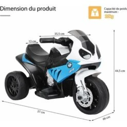 COSTWAY BMW Moto Electrique Pour Enfants 6 V 4Ah 1 Place, Moto à 3 Roues 3 Km/h Avec Phare Lumineux, Musiques, Pour Enfant 18-36 Mois Bleu -Pas Cher Clair Jardin Magasin 43227234 4