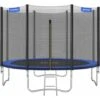 Songmics Trampoline Extérieur, TÜV Rheinland GS Certifica, Avec Échelle, Filet De Protection, Poteaux Recouverts, Diamètre 305cm, Noir Et Bleu, STR10FT