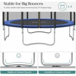 Songmics Trampoline Extérieur, TÜV Rheinland GS Certifica, Avec Échelle, Filet De Protection, Poteaux Recouverts, Diamètre 305cm, Noir Et Bleu, STR10FT -Pas Cher Clair Jardin Magasin 4327522 4