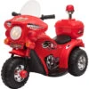 HOMCOM Moto Scooter électrique Pour Enfants Modèle Policier 6 V 3 Km/h Fonctions Lumineuses Et Sonores Top Case Rouge