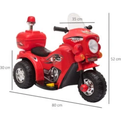 HOMCOM Moto Scooter électrique Pour Enfants Modèle Policier 6 V 3 Km/h Fonctions Lumineuses Et Sonores Top Case Rouge -Pas Cher Clair Jardin Magasin 43542043 3